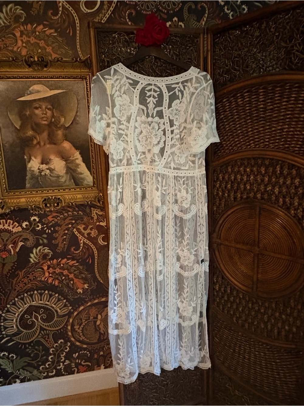 ✨ Ethereal Fairycore Embroidered Lace Midi Dress | Woodland Nymph Cottagecore ✨ - Picture 4 of 4